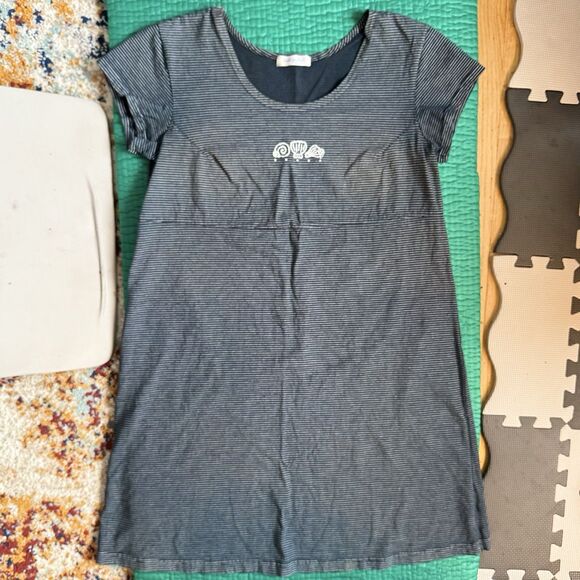 fresh produce Dresses & Skirts - Vintage 2002 Fresh Produce Beach Navy Striped Short Sleeve Cotton Dress M Y2K